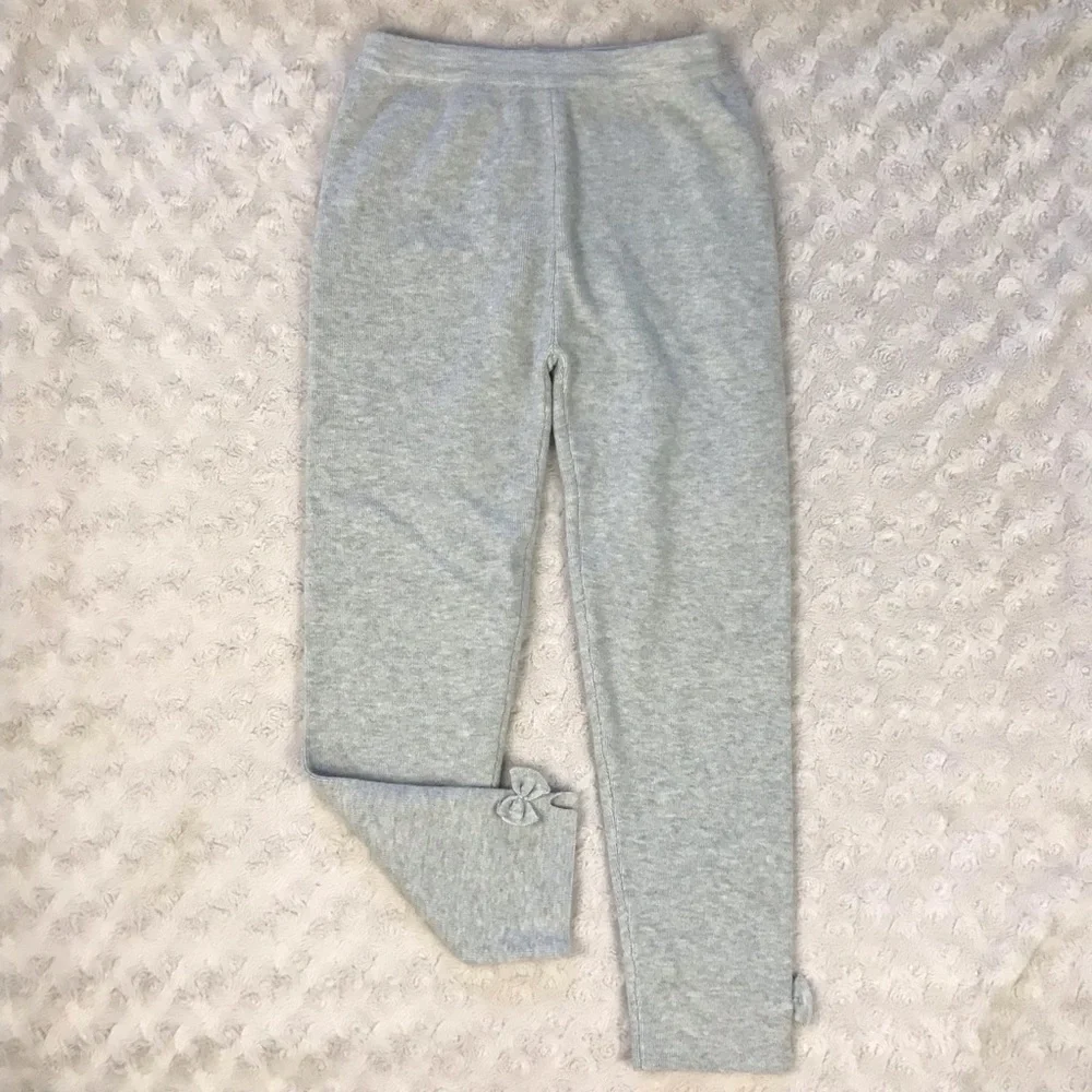 Vignette Sweater Knit “Olive” Leggings Gray Bows Size 5 - Picture 1 of 6